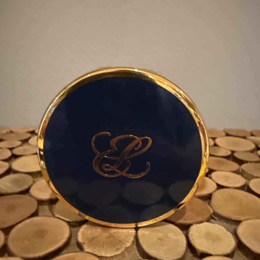 Estée Lauder Double‎ Compact Mirror Blue And Gold Engraved 2019